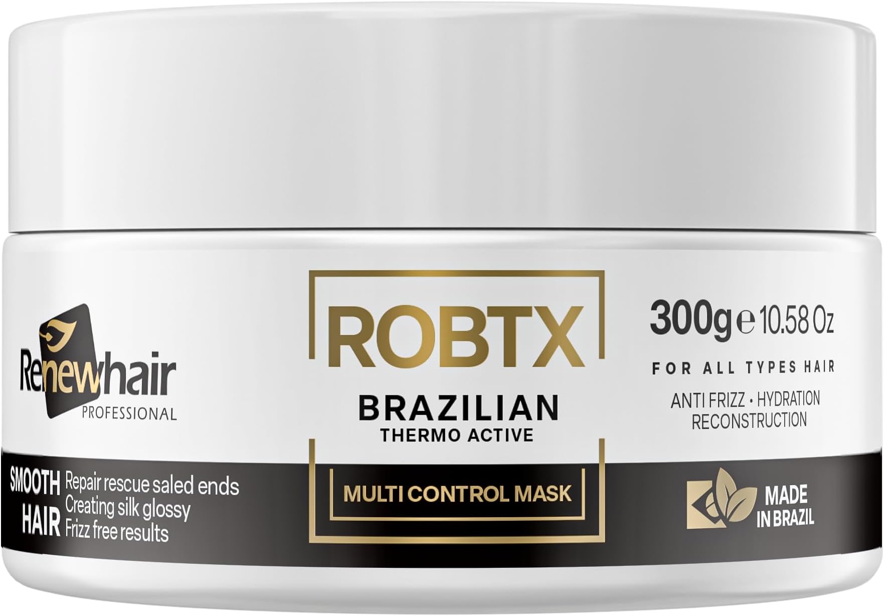 ROBTX Vegan Brazilian Hair Treatment Mask – Anti-Frizz, Thermo-Active, smart Formula for Volume Control, Shine & Softness – 300g