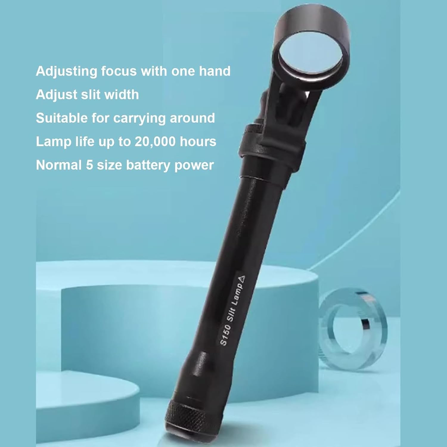 Microscopio de lámpara de hendidura portátil, microscopio de lámpara de hendidura portátil con LED, aumento de 5x, hendidura ajustable, para clínicas veterinarias, oftalmología, laboratorios y centros