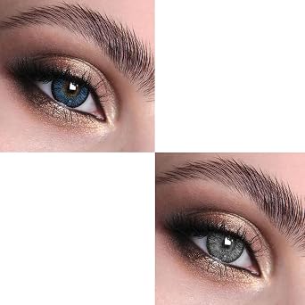 Diamond Eye Combo Pack of 2 Pair Monthly Colored Contact Lens Zero Power with Lens Case blue-grey with case solution