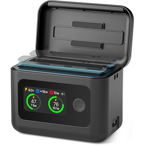 SYMIK Insta 360 X5 Battery Charger for Insta360 X5 Accessories, 27W Dual Fast Charging Case w/LCD Display, Intelligent Two Way Charger Hub for Insta360 X5 Batteries, Shows Battery SOC, Charger Only