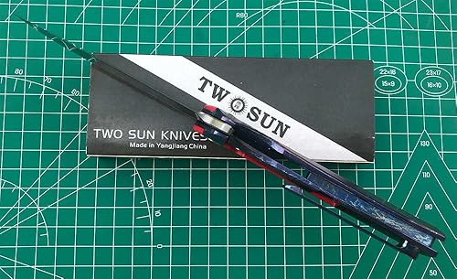 Miniatura 8 de Twosun Cuchillo plegable con hoja K110 rojo G10 y Tc4 mango de titanio Borde llano Camping al aire libre EDC herramienta TS432-K110-Color