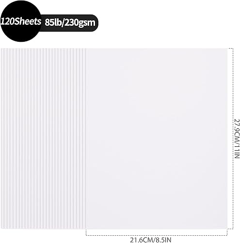 Miniatura 2 de PAP03WH - 120 hojas de cartulina blanca de 8.5 x 11 pulgadas, tamaño carta, papel grueso de 230 gsm85 libras, papel grueso para álbumes de recortes,