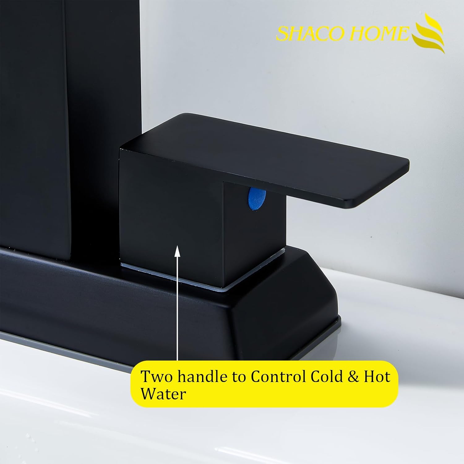 SHACO Black 4 Inch Centerset Bathroom Faucets 3 Hole or 2 Hole, Matte Black 2 Handle Waterfall Vanity Faucet, Lavatory Mixer Tap RV Sink Faucet with Overflow Pop Up Drain and Hose, SC-ZT907B-NEW1 - Image 3