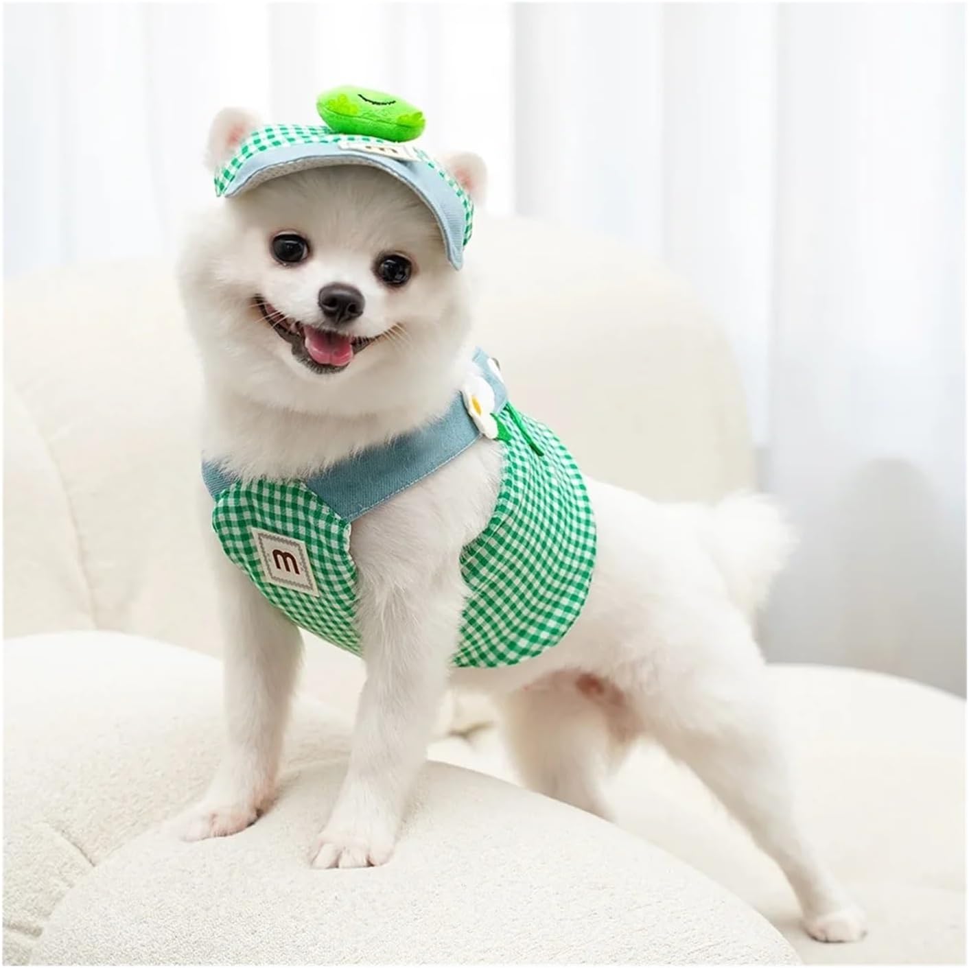 Three-piece Set Duck Frog Spring and Summer Pet Chest Harness Traction Rope Set - Breathable Fabric - Compatible with Cats & Puppies - Suita(Yellow,L)
