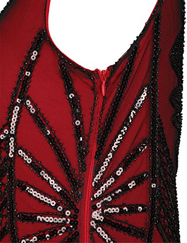 Image of Women's 1920s Gatsby Dress V Neck Sequin Bead Fringed Cocktail Hem Flapper Dress