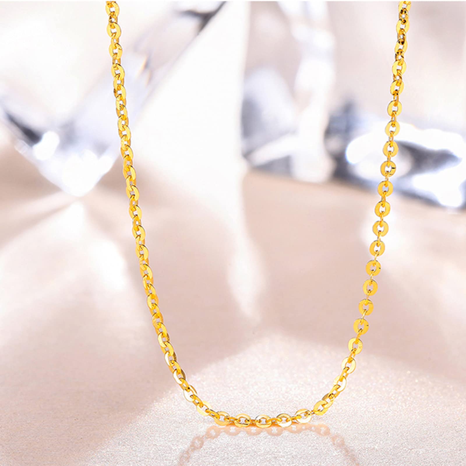 18K Gold Kabelkette 750er Gold O-Link-Kette für Damen Herren 40/42/45cm | 18K Gelbgold Chain Halskette Schmuck für Ihn Sie Paar Geschenke Valentinstag Jahrestag Geburtstag