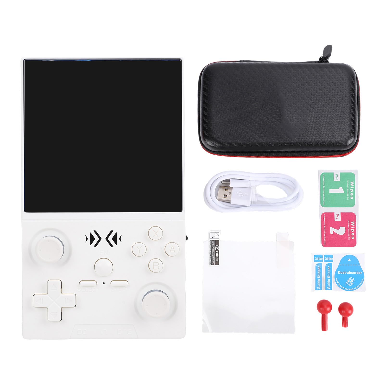 VGEBY Handheld-Spielekonsole, Mini-Retro-Konsole mit 4-Zoll-IPS-Bildschirm, Open-Source--System, Ideal für Retro-Gaming-Enthusiasten (White)
