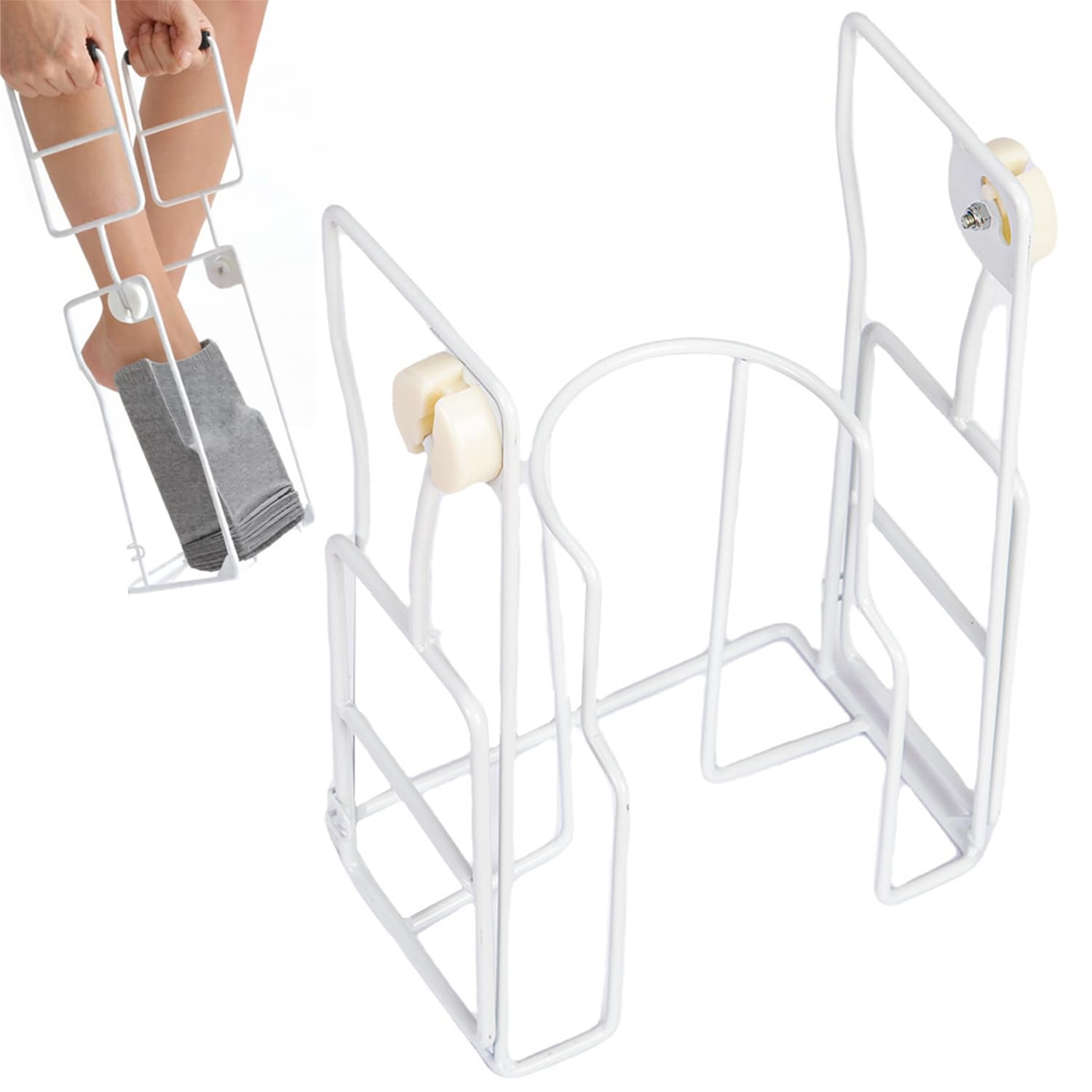 Aide à l'enfilage des chaussettes, aide à l'enfilage des bas en métal, enfile-bas pour personnes âgées, avec poignée rétractable, aide à l'enfilage des bas de compression