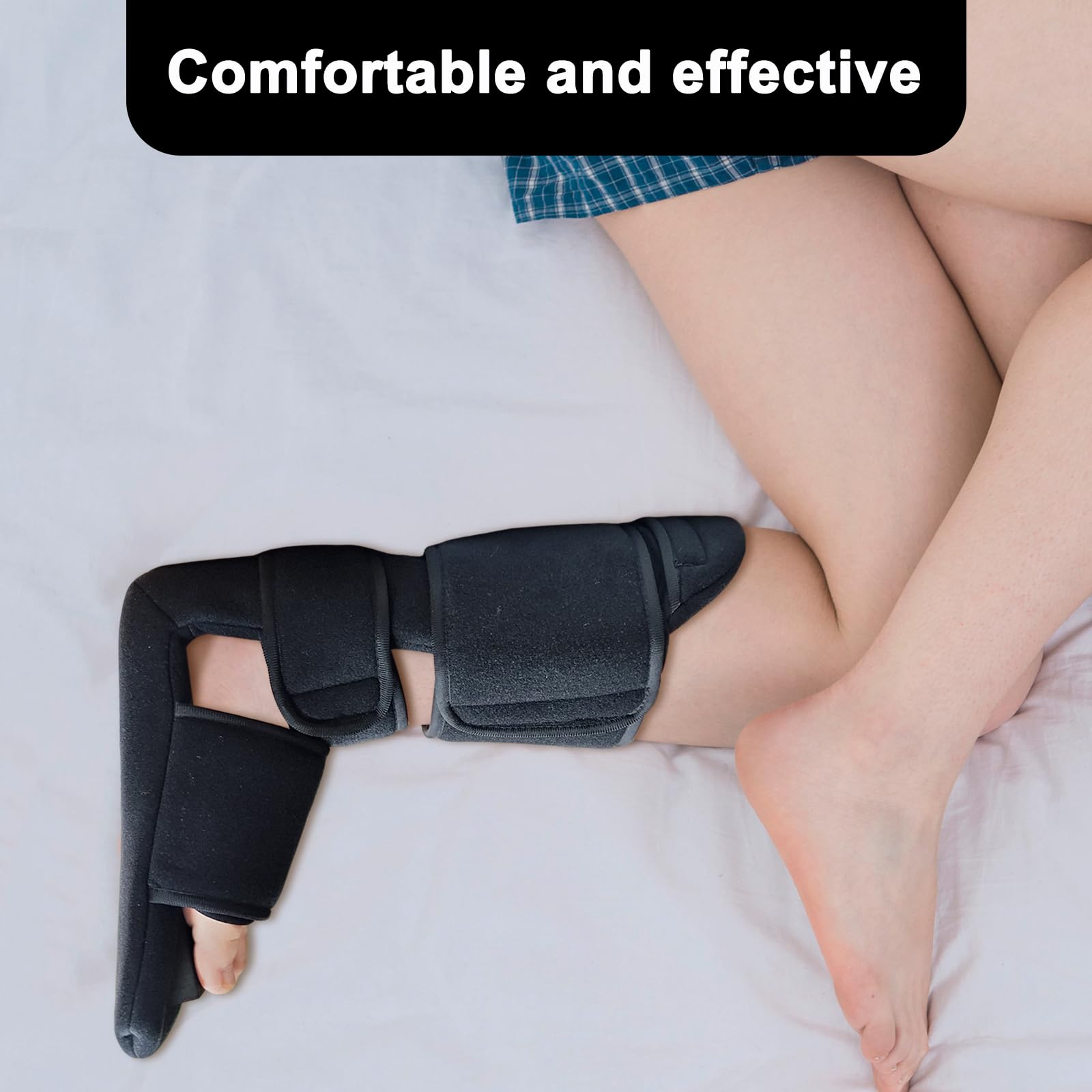 Férula nocturna para fascitis plantar, soporte ajustable de 90° para estabilizar el pie y el tobillo con cuña acolchada suave, bota de estiramiento para tendón de Aquiles, espolones de talón, pie