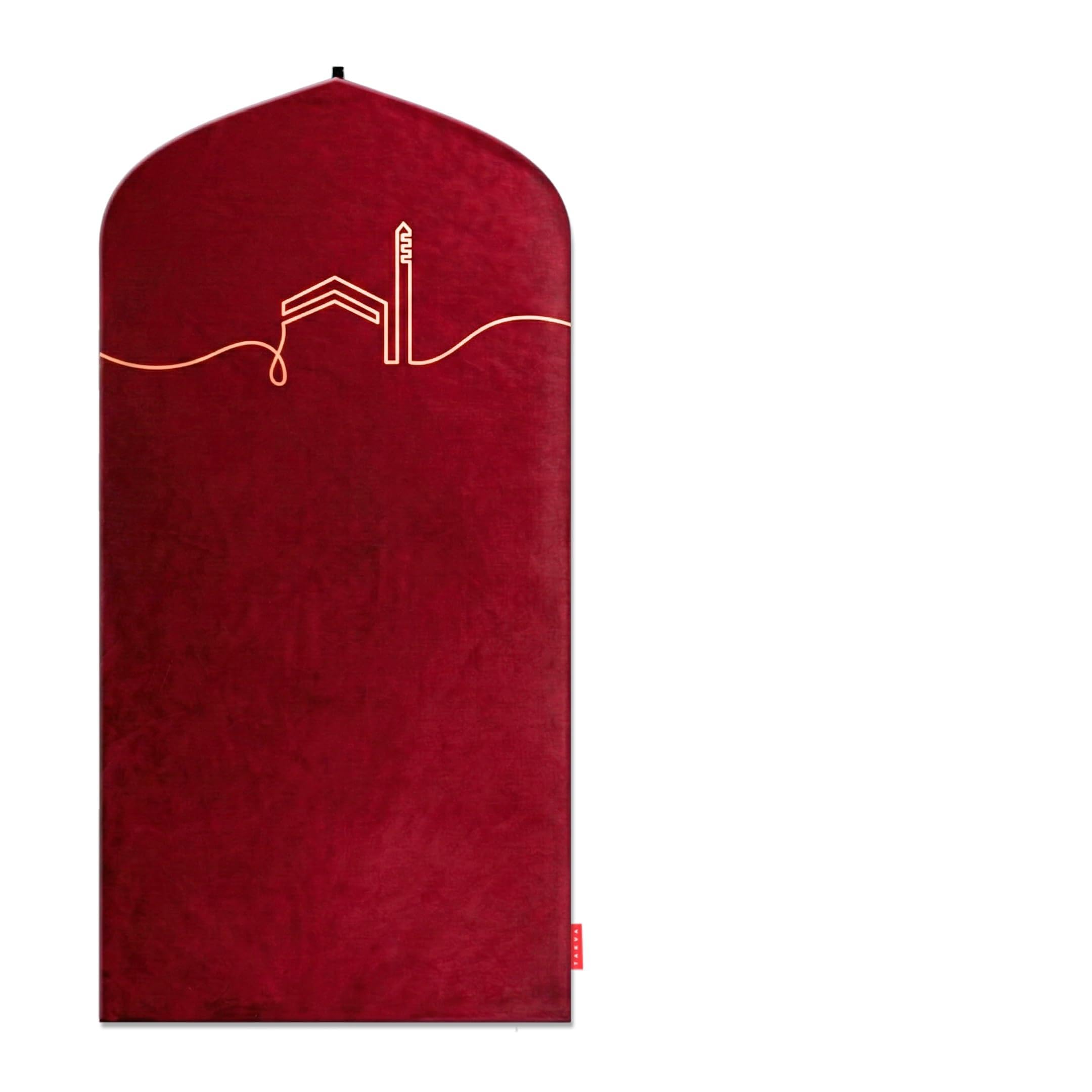 TAKVA EasiClean™ Indoor Prayer Mat - Kaaba Collection (COMFITPLUS, Kaaba Maroon) - Washable, Customizable Padded Prayer Mat, Soft Velvet & Anti-Slip Base, Ideal Islamic Gift