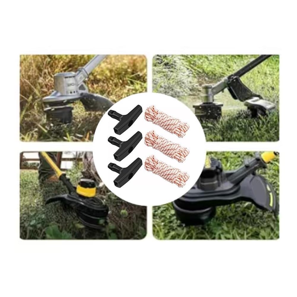 Reemplazar Juego de Cuerdas de Arranque, 3 uds. con Mango Apto for Motosierra, Motores de jardín, cortacésped(4mm)