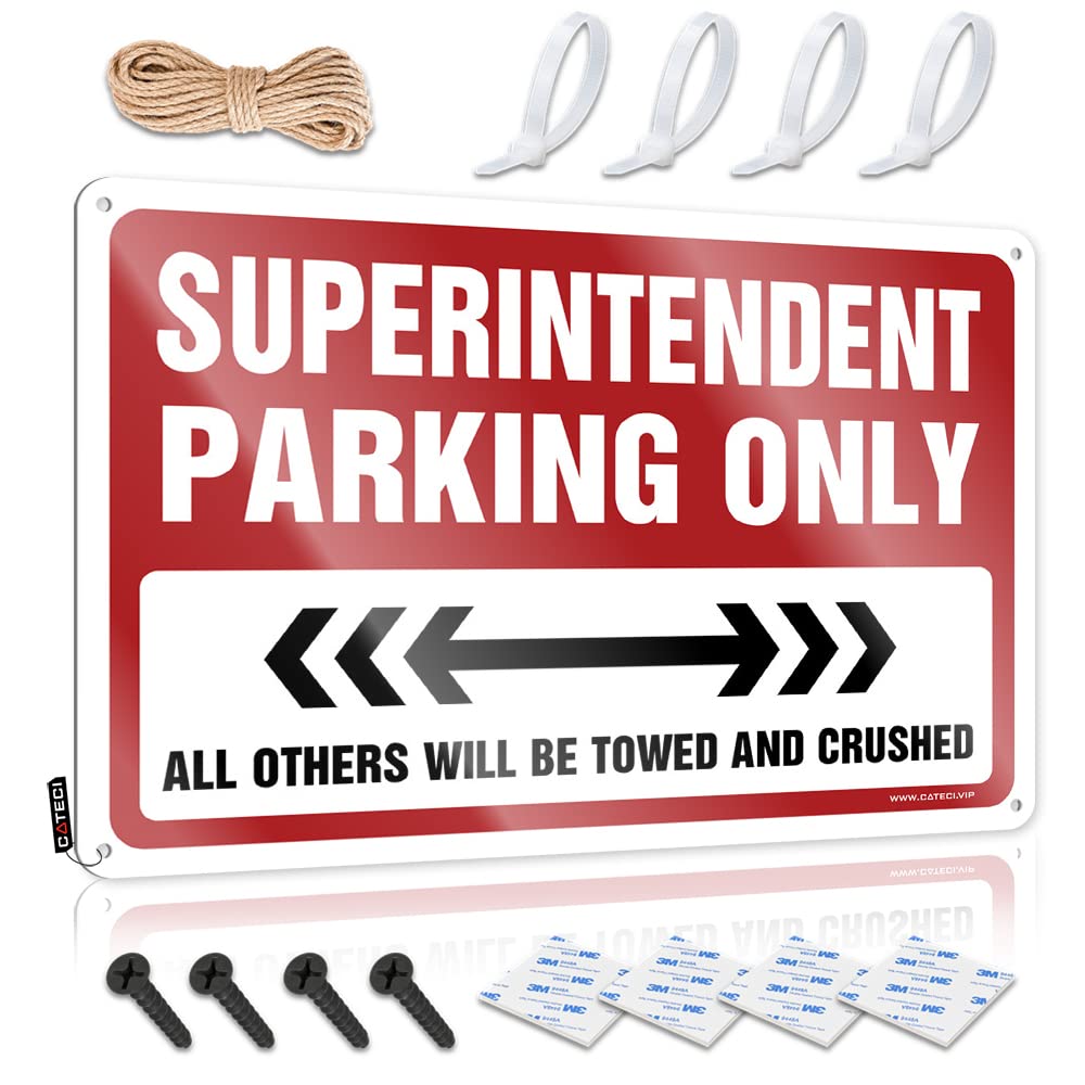 KRAZMURONGD Warning Tin Sign Funny Garage Signs For Men Superintendent Parking Only Tin Sign(30X40CM)