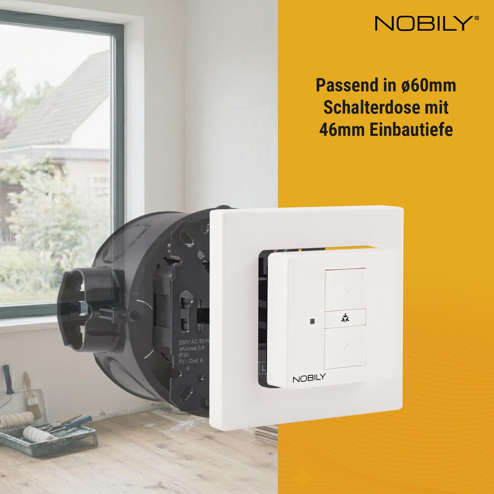 Nobily Matter Rolladenschalter ZSM Home Smart Home Rolladensteuerung (50x50mm), Sprachsteuerung, kompatibel und steuerbar mit Apple HomeKit, Alexa und Google Home - Made in Germany