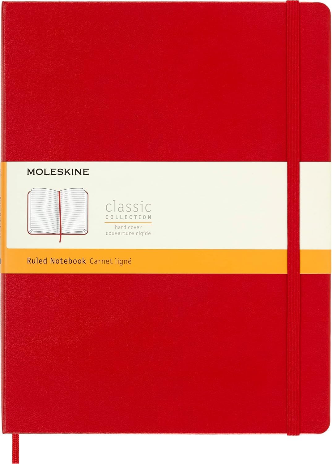 Classic Notebook, Hard Cover, XL (7.5" x 9.5") Ruled/Lined, Scarlet Red, 192 Pages