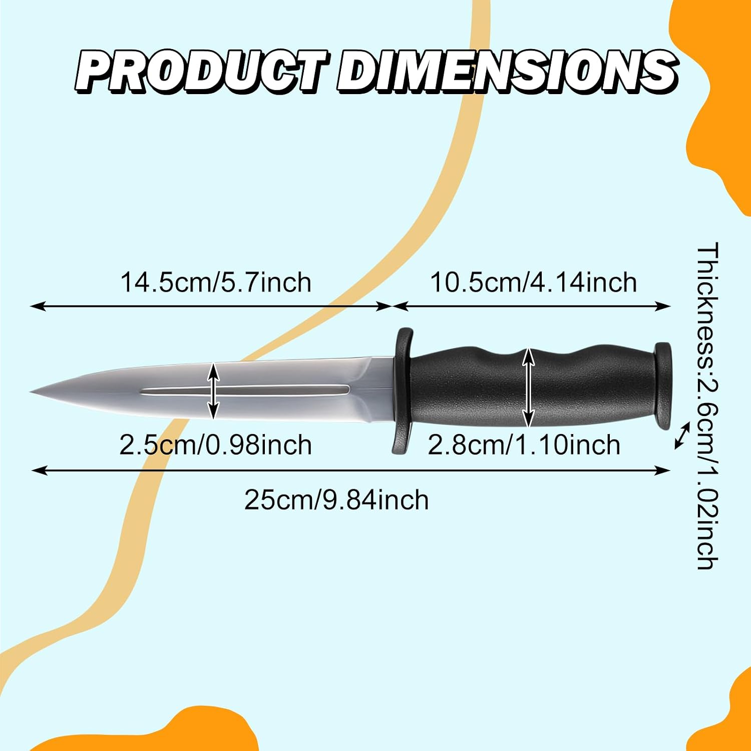 Soulchen 2 Pcs Plastic Training Knife for Martial Arts 9.8 Inch Fake Dagger Prop Training Weapon Plastic Practice Knife for Halloween Costumes Play Fighting Tactical Practice