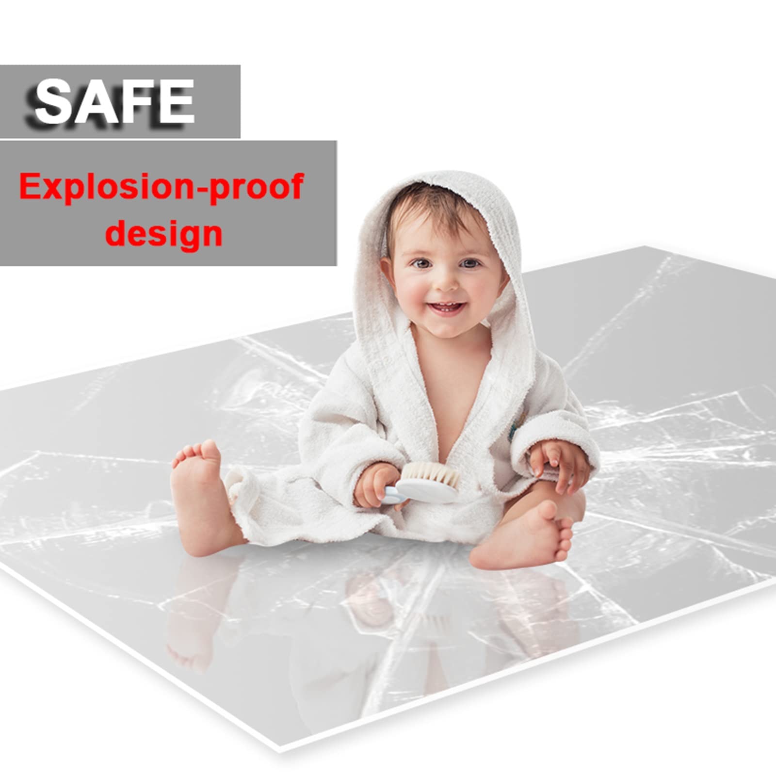Specchio Espejo de baño grande de pared de 50 x 70 cm/60 x 80 cm, espejo de tocador asimétrico sin marco de 5 mm de grosor, espejo decorativo con diseño de nubes irregulares, HD, a prueba de expl