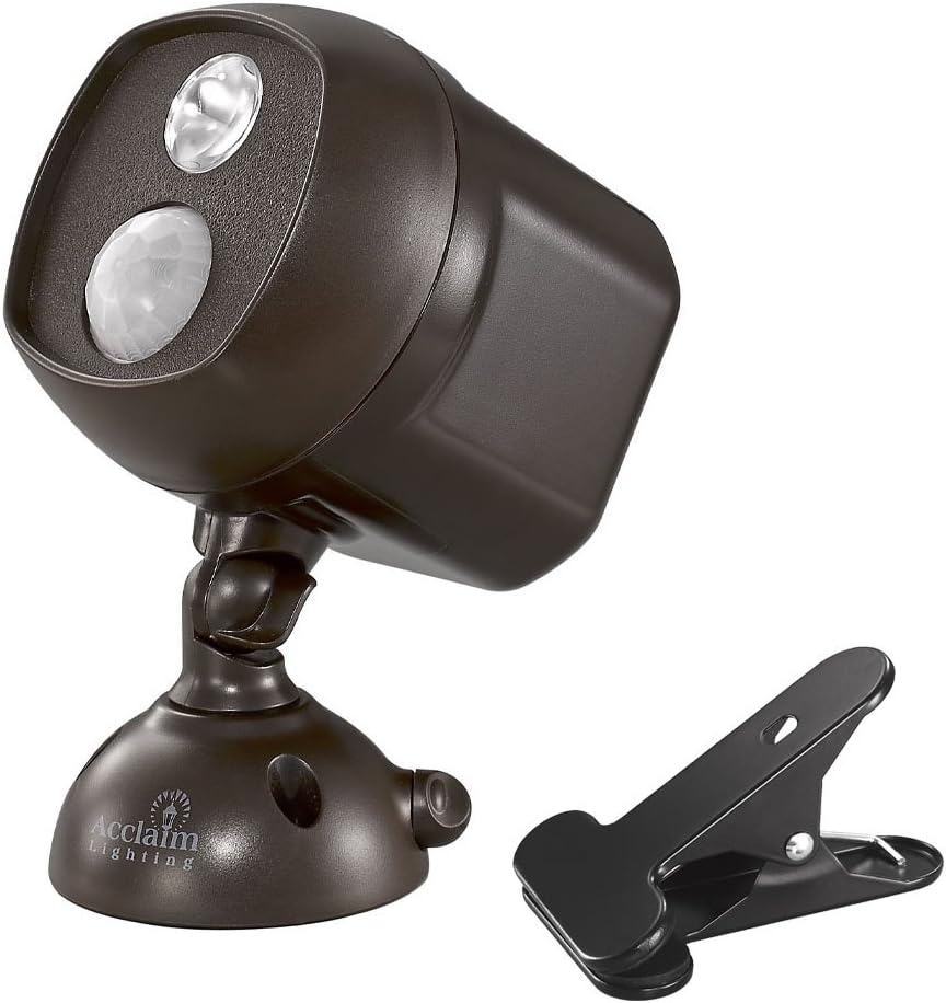 Acclaim Motion Activated LED Battery Spotlight with Clamp, Bronze