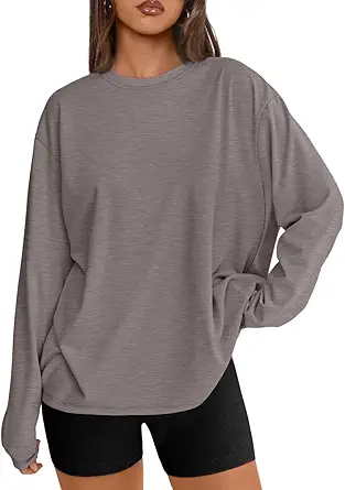 Trendy Queen Womens Oversized Long Sleeve T Shirts 2025 Basic Crewneck Tee Fall Tops Casual Workout Y2K Clothes