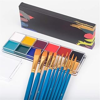 12 Colors Body Paint Kit Oil-based Face Paint Makeup Palette for Christmas Costume Fancy Party Make Up Professional Face Body Painting with Brushes