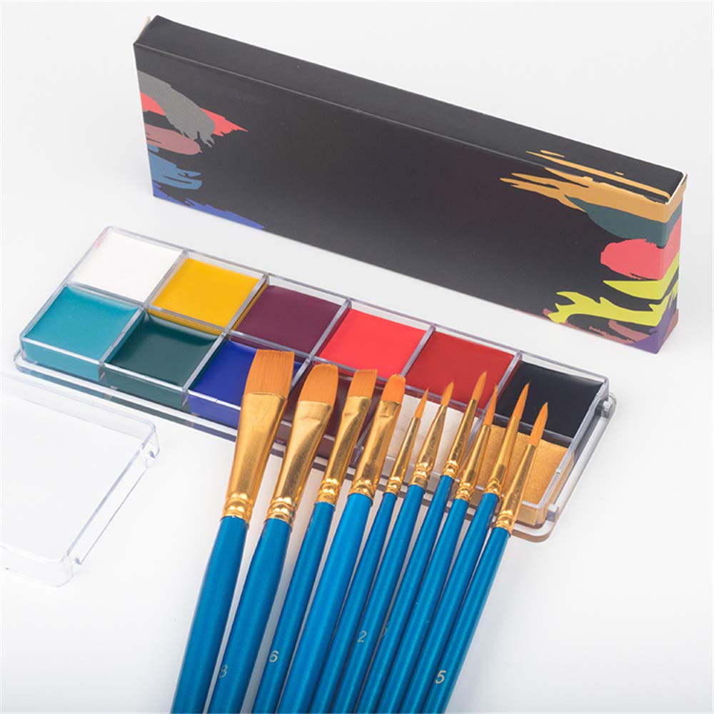 12 Colors Body Paint Kit Oil-based Face Paint Makeup Palette for Christmas Costume Fancy Party Make Up Professional Face Body Painting with Brushes