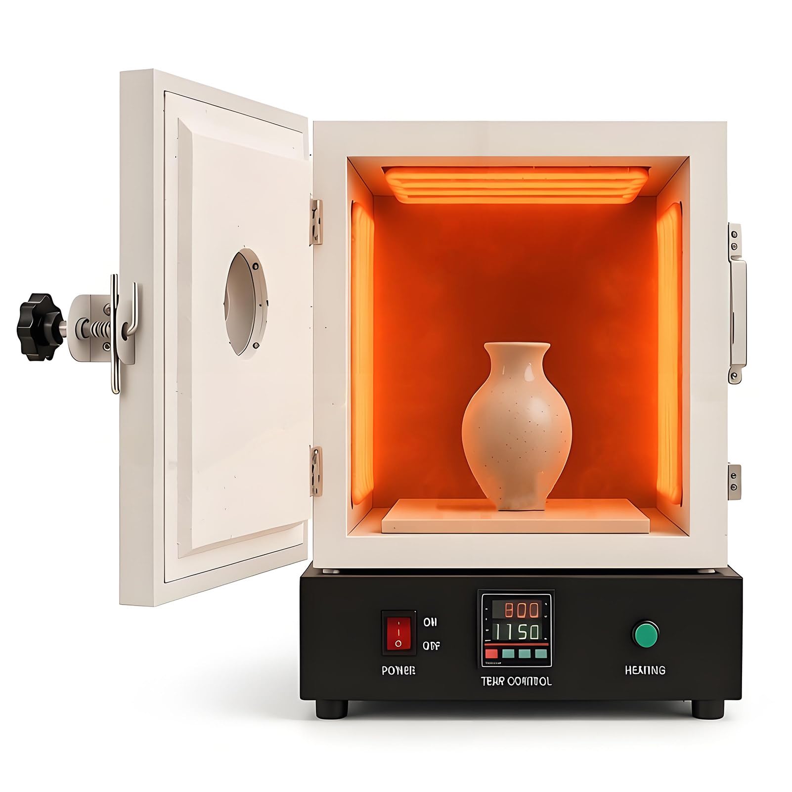Piec Elektryczny do Ceramiki Przemysłowej, Wysokotemperaturowy 2102℉/1150℃, Piec do Topienia Z Kontrolą Temperatury I Okienkiem Kontrolnym, do Wyrobu Biżuterii, Odlewów Woskowych 110v/1750w