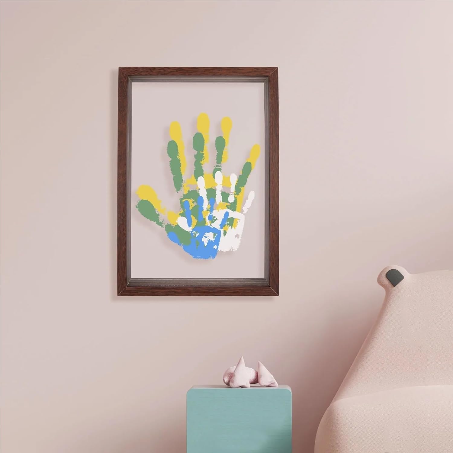 Family Handprint Kit DIY Family Handprint and Footprint Kit - Keepsake Frame Set with Wooden Frame and Acrylic Paint