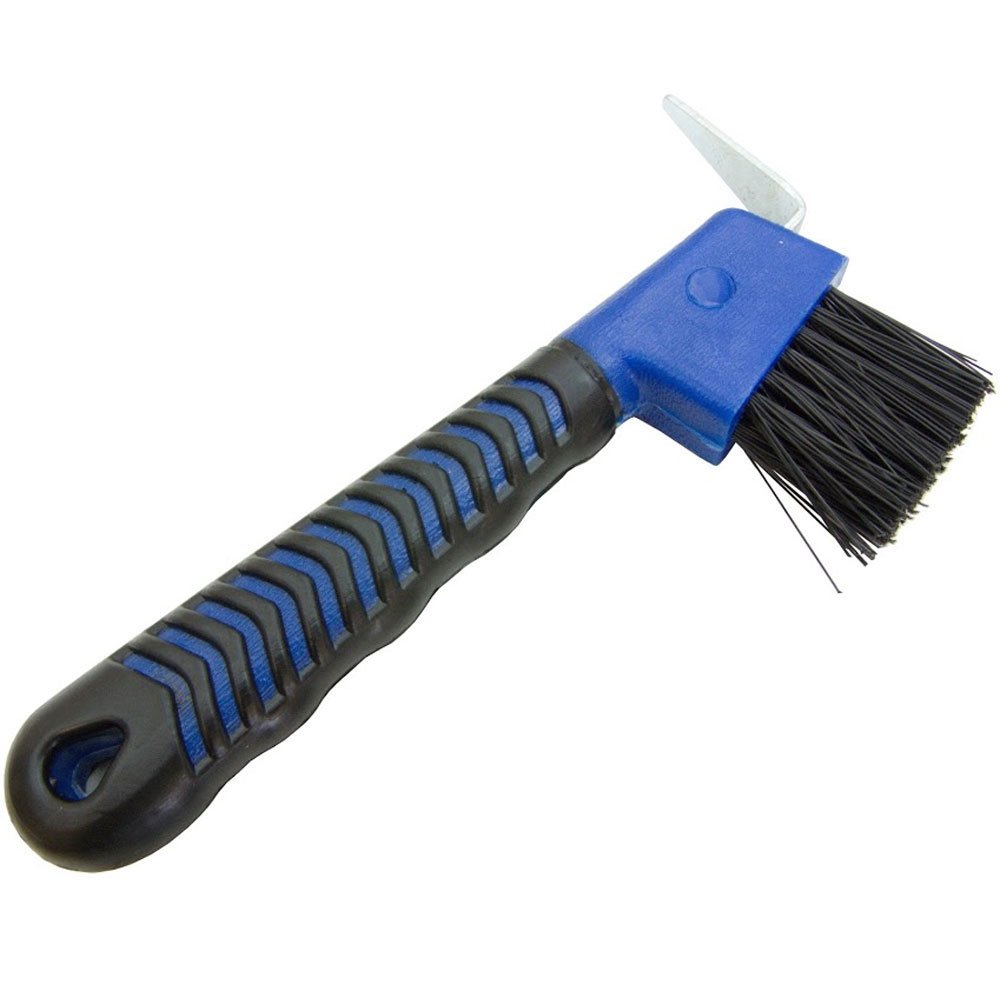 Intrepid International Rubber Handle Hoof Pick with Brush, Blue - The Ultimate Tool for Easy Horse Hoof Cleaning, Grooming, and More โ image 1