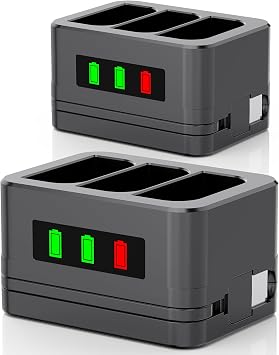 Set of 2 Ring 3 Slot Battery Charger Charging Dock Charging Station Perfect for ring doorbells and camera batteries Support Video Doorbell 2/3/4/3Plus/Spotlight Cam/Peephole Cam with LED Display