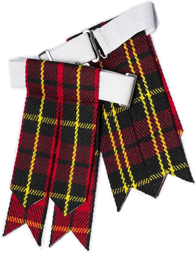 Image of Tartan Kilt Hose Sock Flashes with Heavy Buckle Adjusters