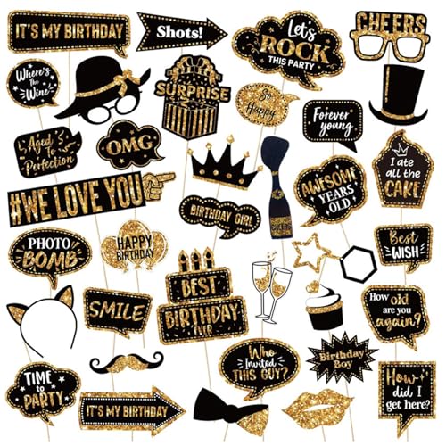 FAINCA 36 peças acessórios Photocall aniversário com 36 palitos Photocall casamento fita adesiva de dupla face fotografia de aniversário impressão com purpurpurinas para aniversário de Natal carnaval