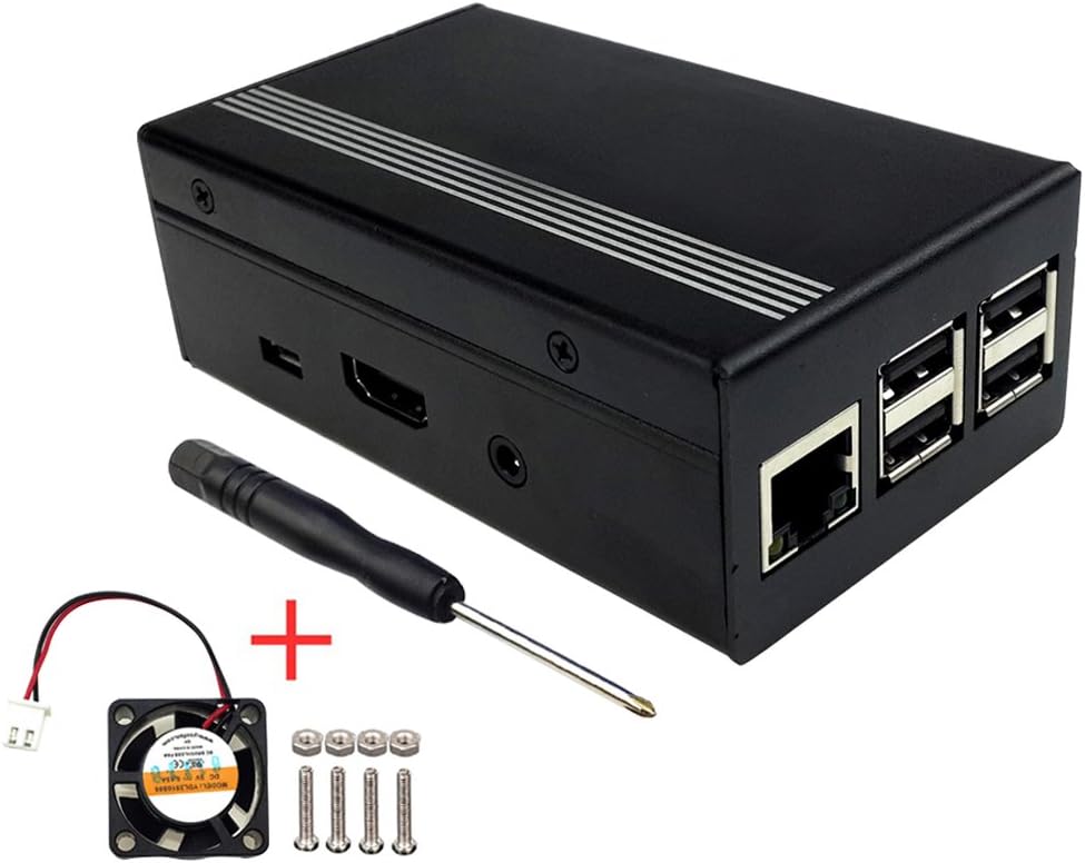 Raspberry Pi 3 B+ ,Pi 2,3 Premium Metal Case with Heatsink Screw Driver Black