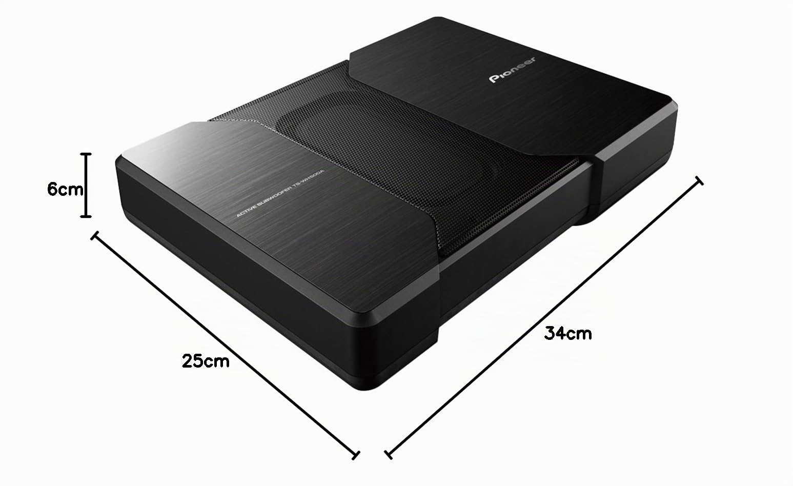 Pioneer TS-WH500A Aktivsubwoofer, Integrierter MOSFET-Verstärker mit 150W Maximalleistung, 2 18 x 10 cm Subwoofer in MDF Gehäuse, schwarz, Kabelfernbedienung