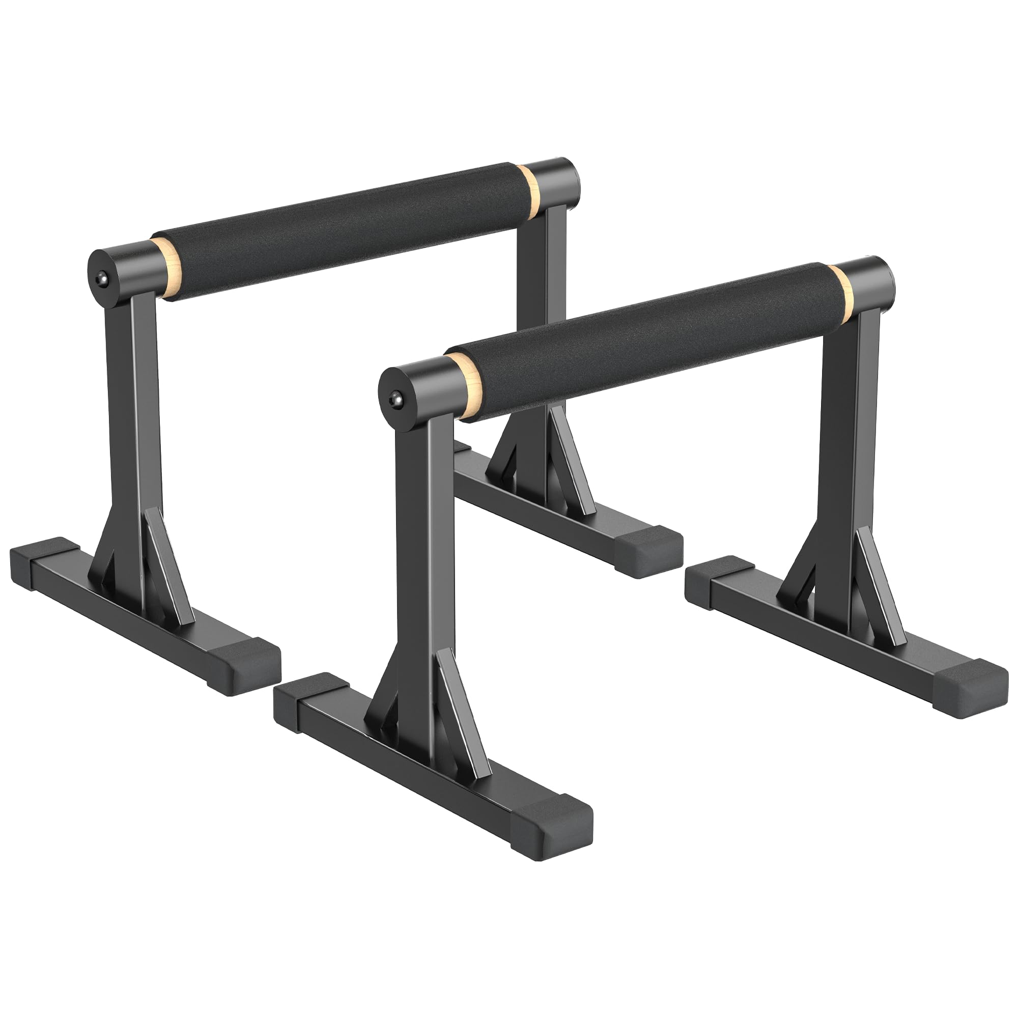 Holz-Parallettes Liegestützstangen, Massivholz-Parallelstäbe mit rutschfestem Griff, robustes Metallgestell trägt bis 270 kg, stabile Dip-Stangen für Handstand, L-Sit, Gymnastik & Heimtraining