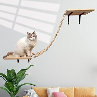 DITOSH Cat Bridge Wall Mounted, Wider Cat Shelf and Cat Climbing Step for DIY Cat Highway and Cat Wall Shelves Modern Beds and Perches Wooden Cat Climber Ladder Tree Shelf for Most Cats