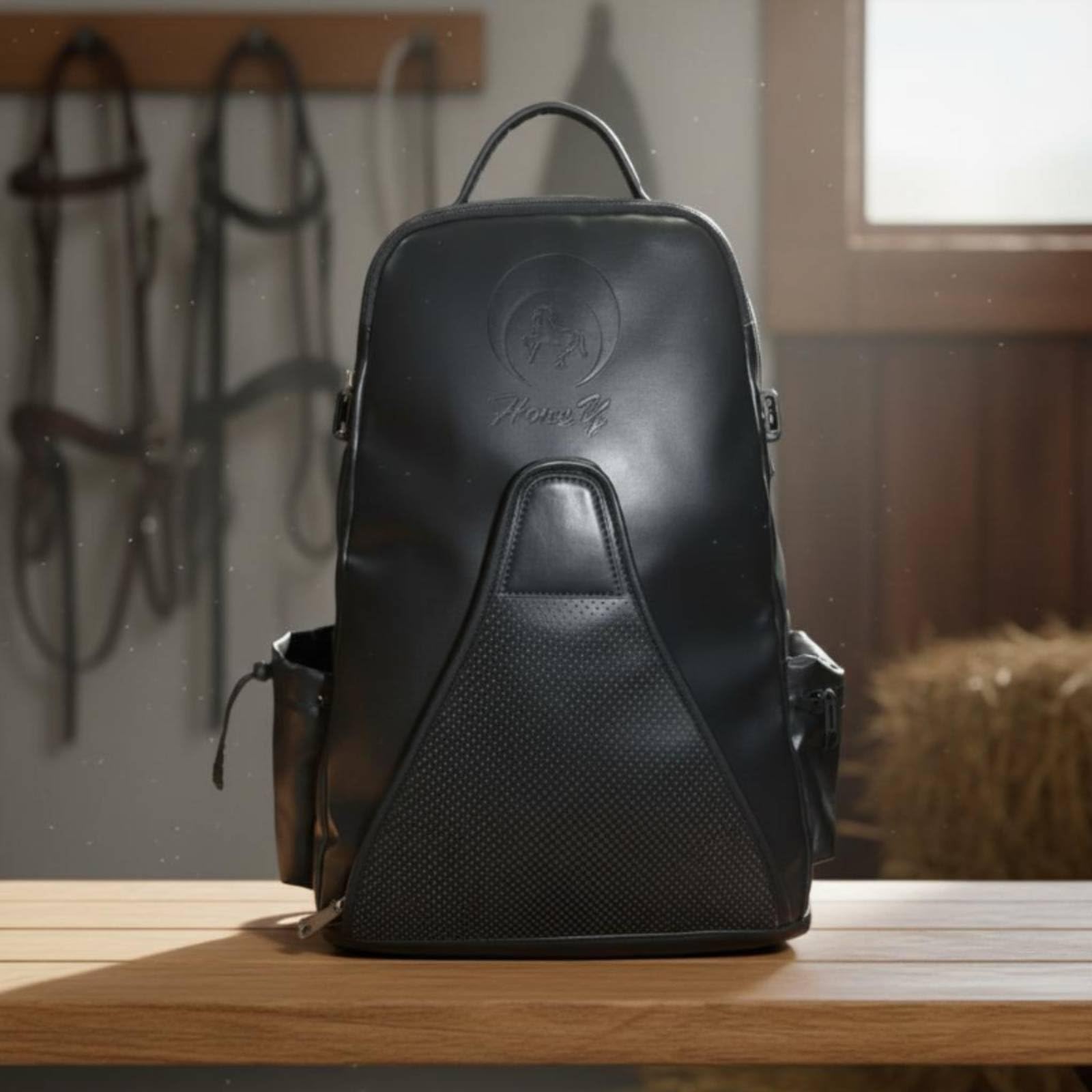 Zaino Equestre Borsa Attrezzatura Cavallo Sacca Casco Zainetto Stivali con Tasca Casco Modellata E Scomparto Stivali Ventilato Materiali Resistenti