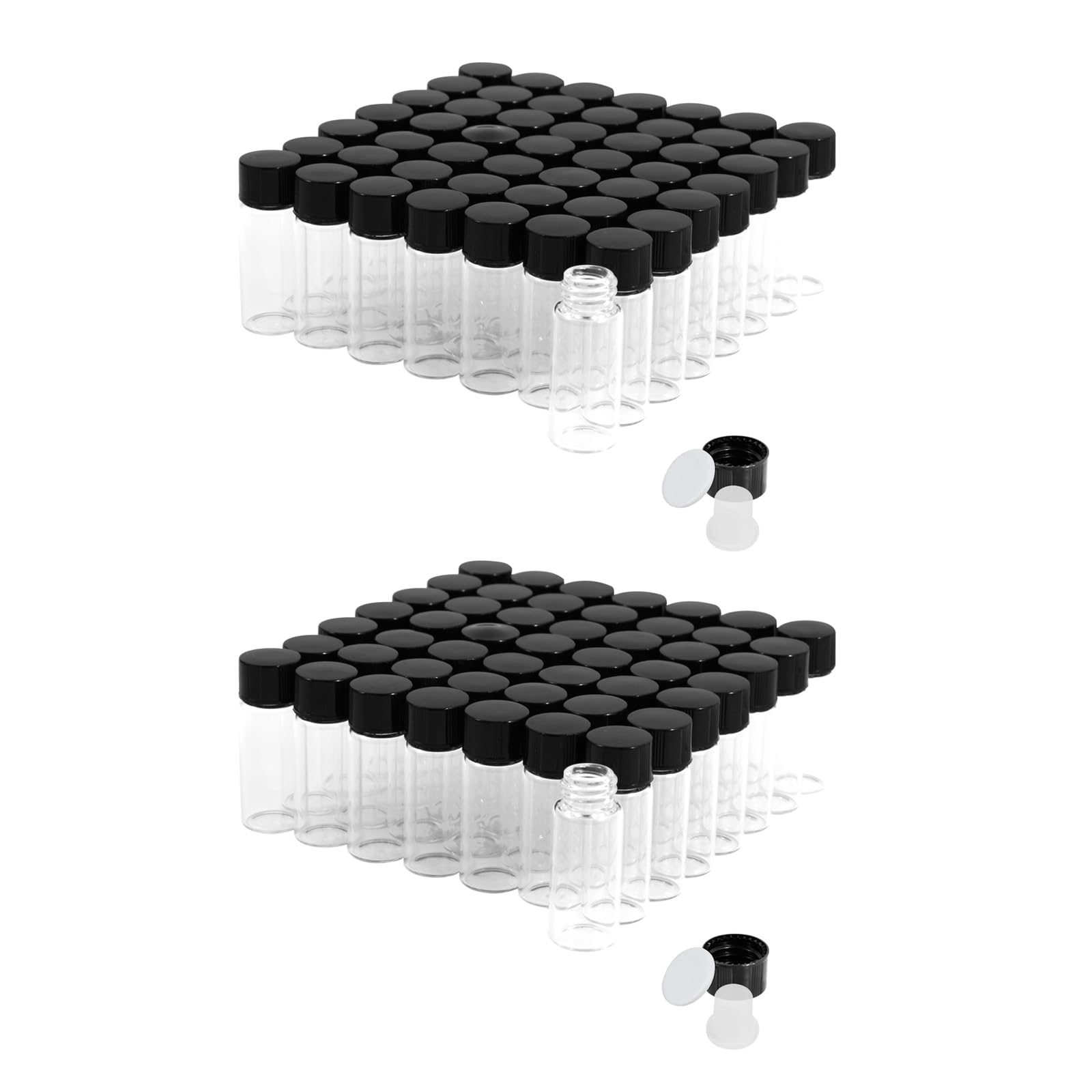 4ml Clear Glass Vials with Screw Caps and Plastic Stoppers, 1 Dram Small Liquid Sample Vial, Leak-Proof Vial, 12PCS