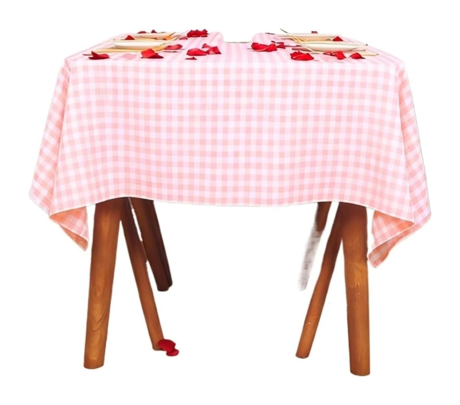 Tablecloth Checkered Tablecloth Pinkish White Multiple Sizes Restaurant Kitchen Picnic Wedding(140x180cm)