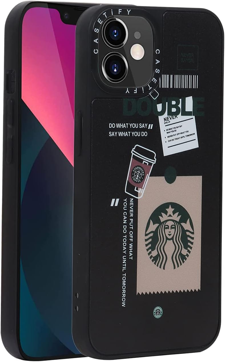 PHONE RING HOLDER Ultra Hybrid Camera And Drop Protection Back Cover Case For Iphone 11 (Tpu + Polycarbonate, Starbuck Quotes) (Double), Multicolor