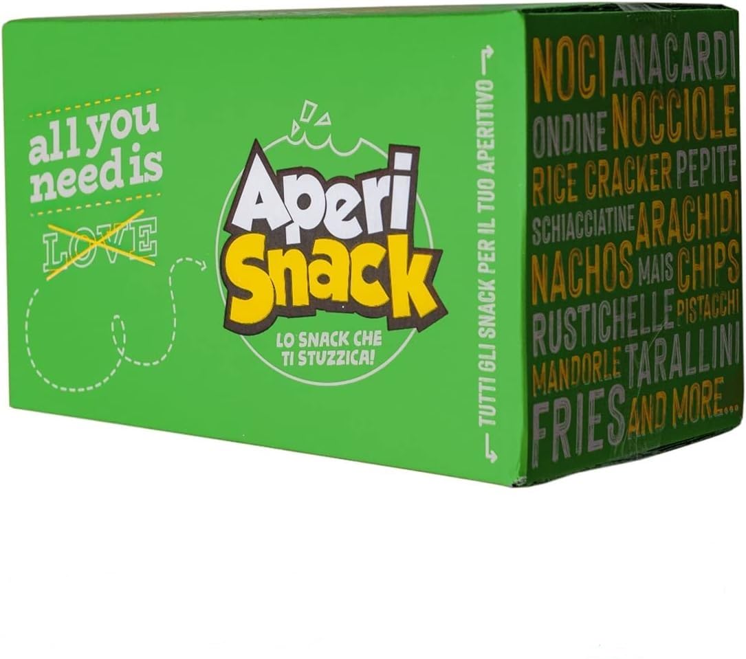 APERIBOX 60 - AP18.001.04 - Scatola regalo con Snack salati, patatine, frutta secca e tanti stuzzichini, Box super variegata per un aperitivo in compagnia o gadget compleanno bambini