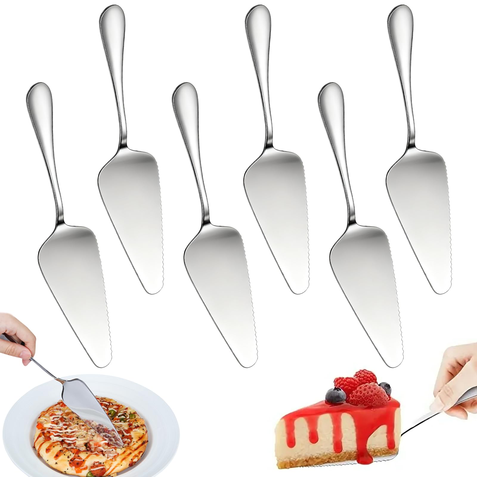 lot 6 pelles à tarte inox acier