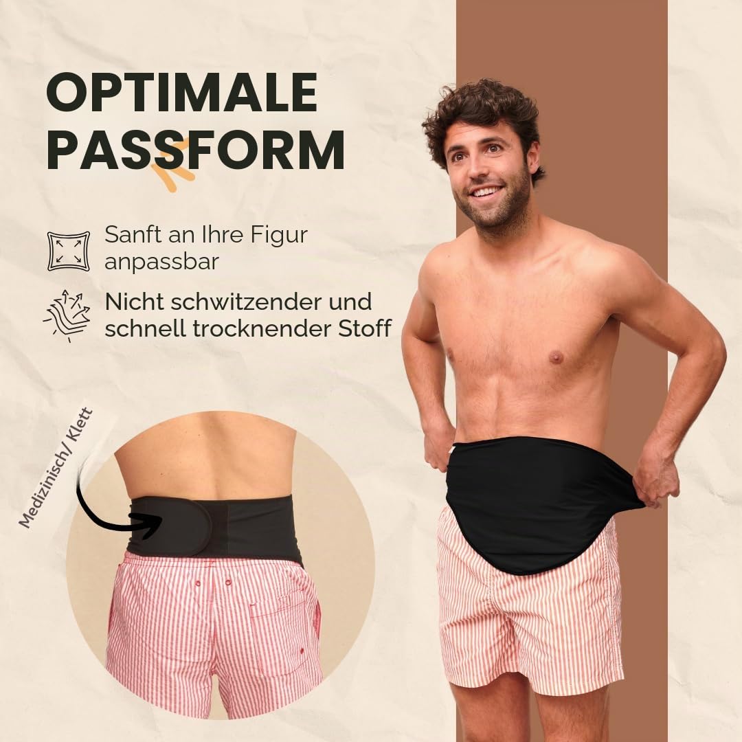 SIIL Stomagurt für Männer + Stoma Protector Guard | Kolostomie Stomabeutel Abdeckungen für Sport | Ileostomiegürtel | Stomabeutel Abdeckung | Stoma Wrap Bauch | Made in Europe (XL)