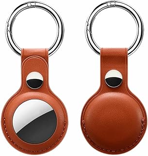 Baú do Viking Key Chain Case Leather Protection Cover Compatible with AirTags (Marrom)