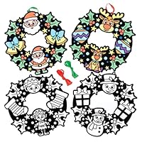 Baker Ross FE940 Christmas Colour In Wreaths - Pack of 8, Make Your Own Wreaths, Creative Activities for Kids, Ideal Christmas Arts and Crafts Project, Black,Green