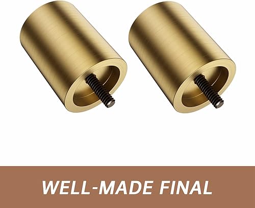 Miniatura 4 de BRIOFOX Barras de cortina para ventanas de 72 a 144 pulgadas, barra de cortina moderna de 1 pulgada con remates de tapa de extremo dorado cepillado