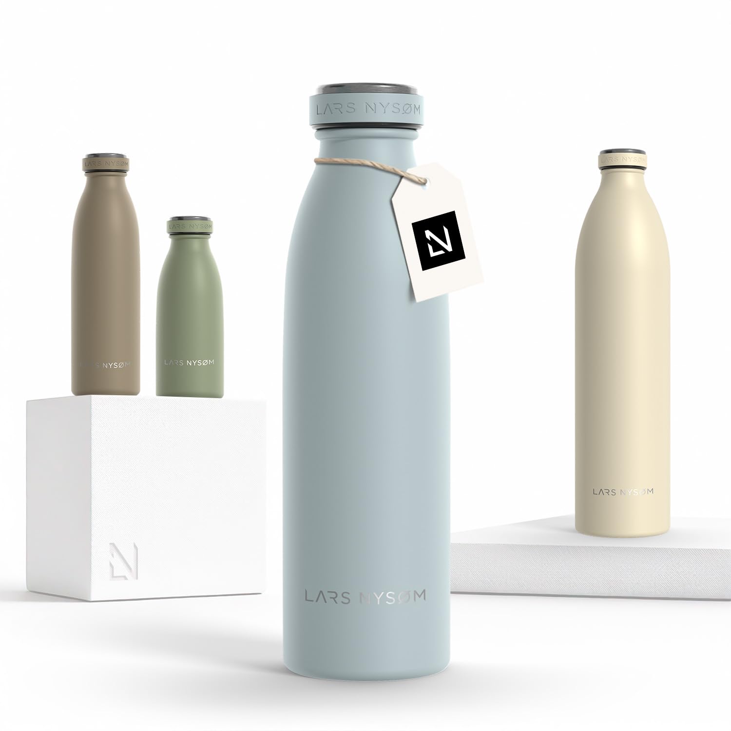 LARS NYSØM Stainless Steel Insulated Water Bottle 350ml, 500ml, 750ml, 1L, 1 5 Liter | Insulated Thermo Flask for Hot and Cold Beverages | Leakproof Drinking Bottle (Sky Blue, 500ml)