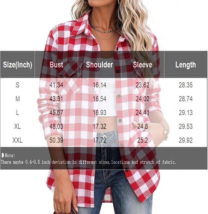 Cute Flannel Shirts for Women Long Sleeve Button Down Plaid Shirt - image 7