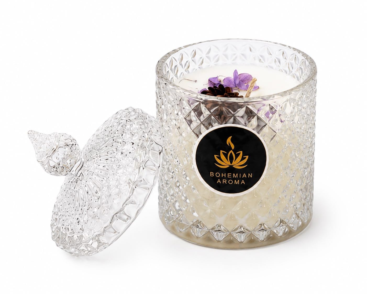 Lemongrass Medium Size Crystal Glass jar Candle | Soy Wax | 24 Hours Burning time | Home Decor | 300 Gm-image-43
