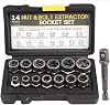 38'' Drive Impact Bolt Nut Extractor Set, 13 Pcs Lug Nut Remover Kit 14''-34'' Twist Socket Tool Set with a 14'' Hex Drive to 38'' Socket Adapter LY-1111