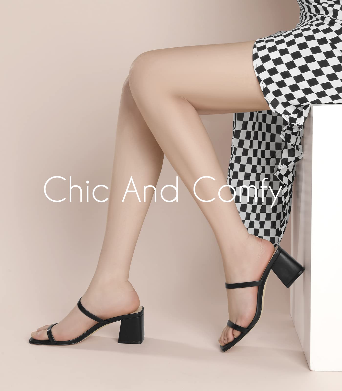 Leevar Square Toe Heeled Sandals for Women - Women's Low Block Heels Sandals - 2.25IN Open Toe Ankle Strap Chunky Heels - Slip on Heeled Sandal Mule- Nude Black Strappy Heels for Party Wedding Dress Shoes: 8 White Pearl