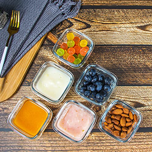 Czumjj 5 Oz Square Glass Food Storage Containers Set Of 24, Small Containers With Locking Lids, Airtight Glass Food Jars For Food Portion, Snacks | Freezer, Microwave & Dishwasher Safe #TOP7